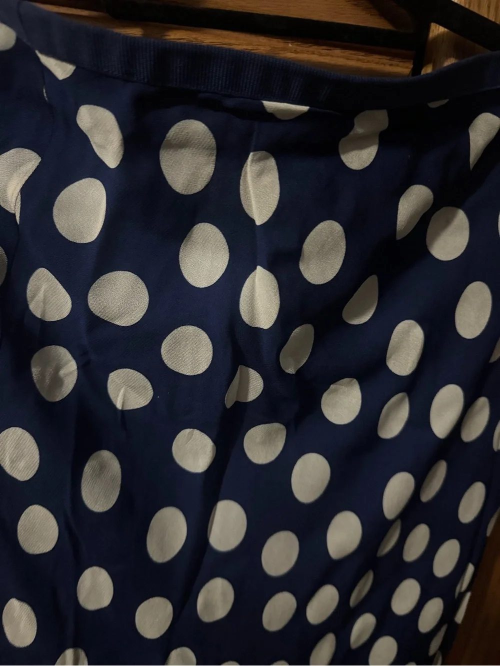 J crew Classic Navy Polka Dot Midi Skirt.size M